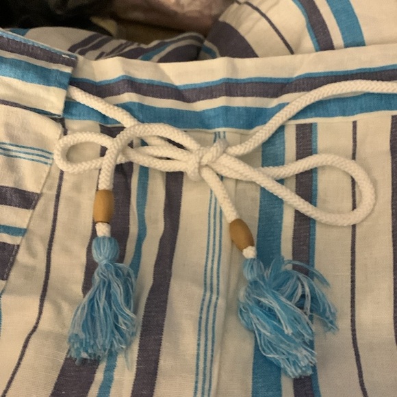 Beau Dawson White and Blue Striped Linen Blend Pants - Picture 4 of 4